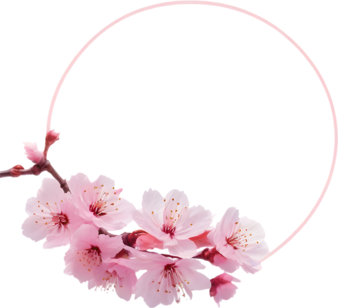 AI generated Watercolor painting of Cherry blossom Floral frame. png