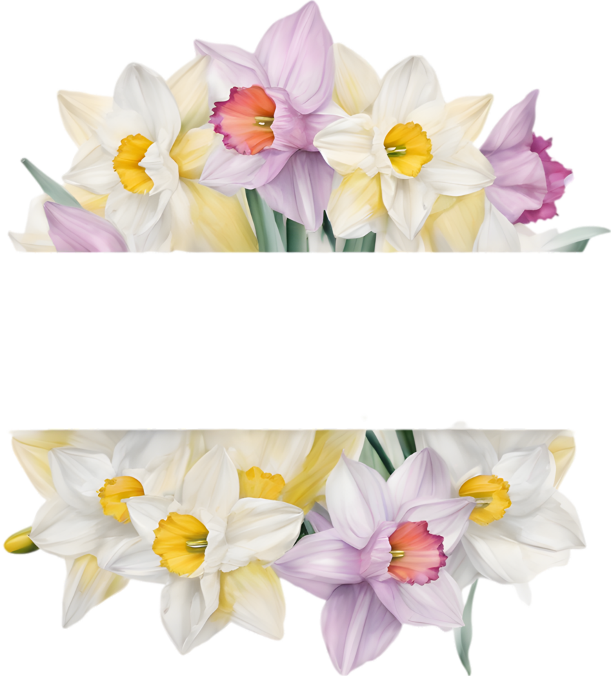 AI generated Watercolor painting of Daffodil Floral frame. png
