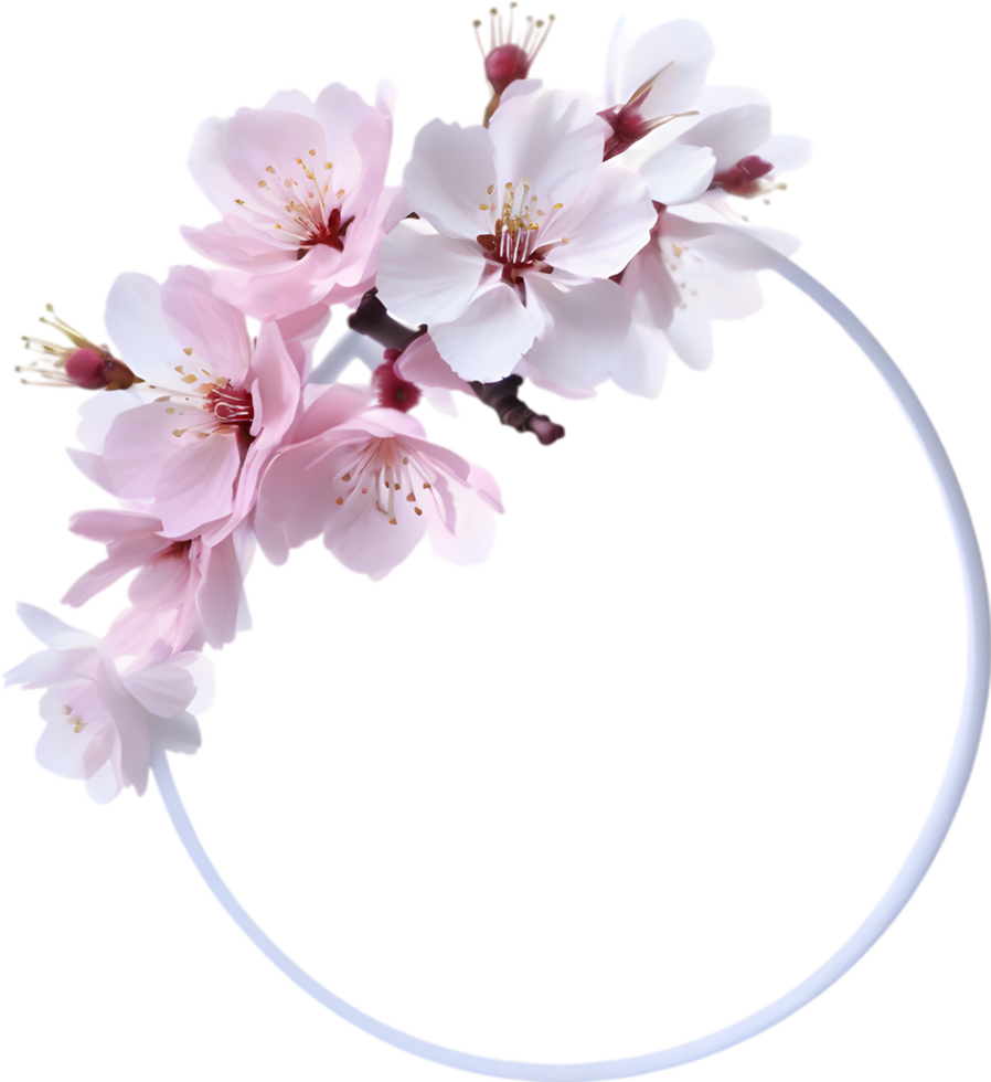 AI generated Watercolor painting of Cherry blossom Floral frame. png
