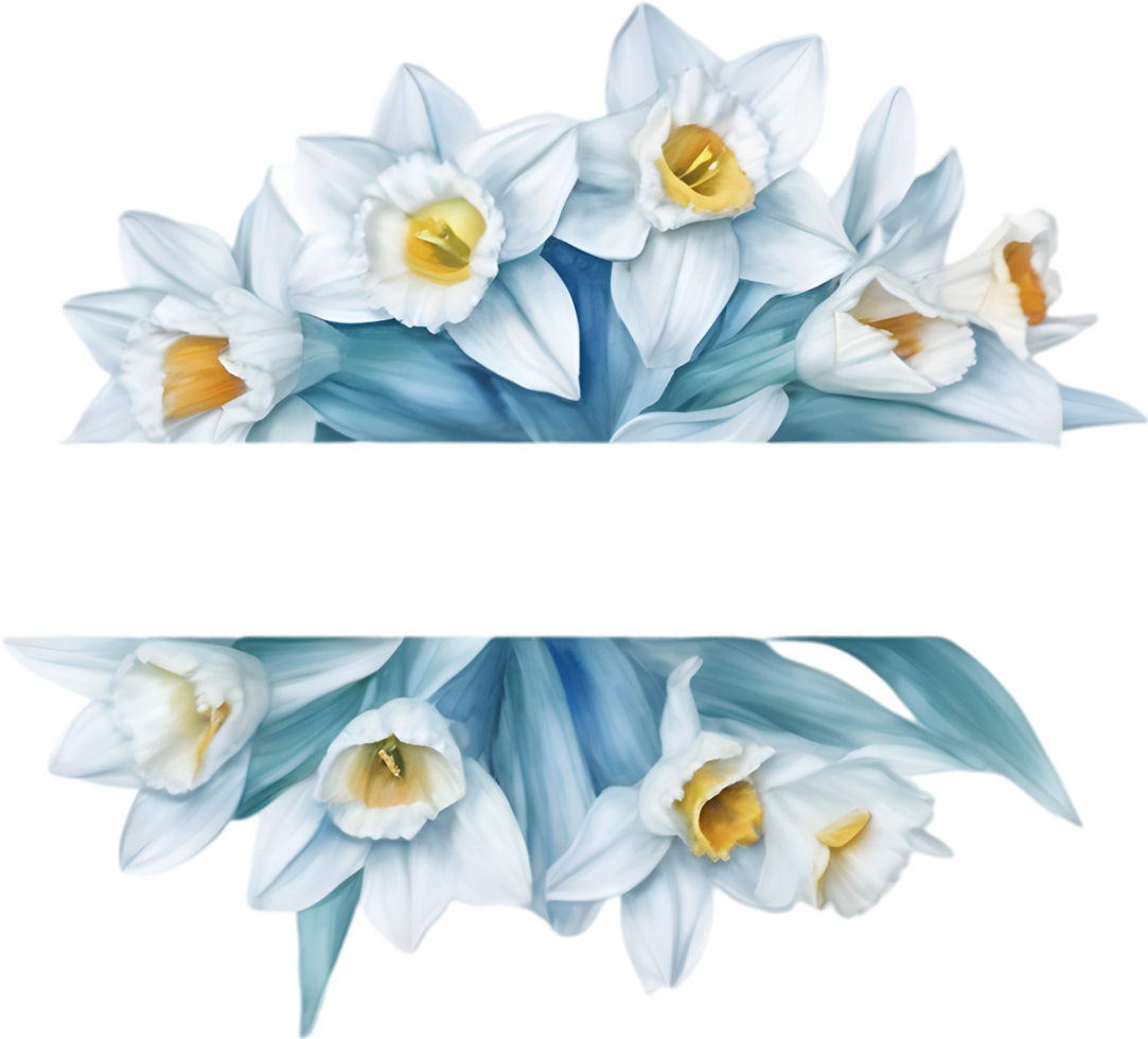 AI generated Watercolor painting of Daffodil Floral frame. png