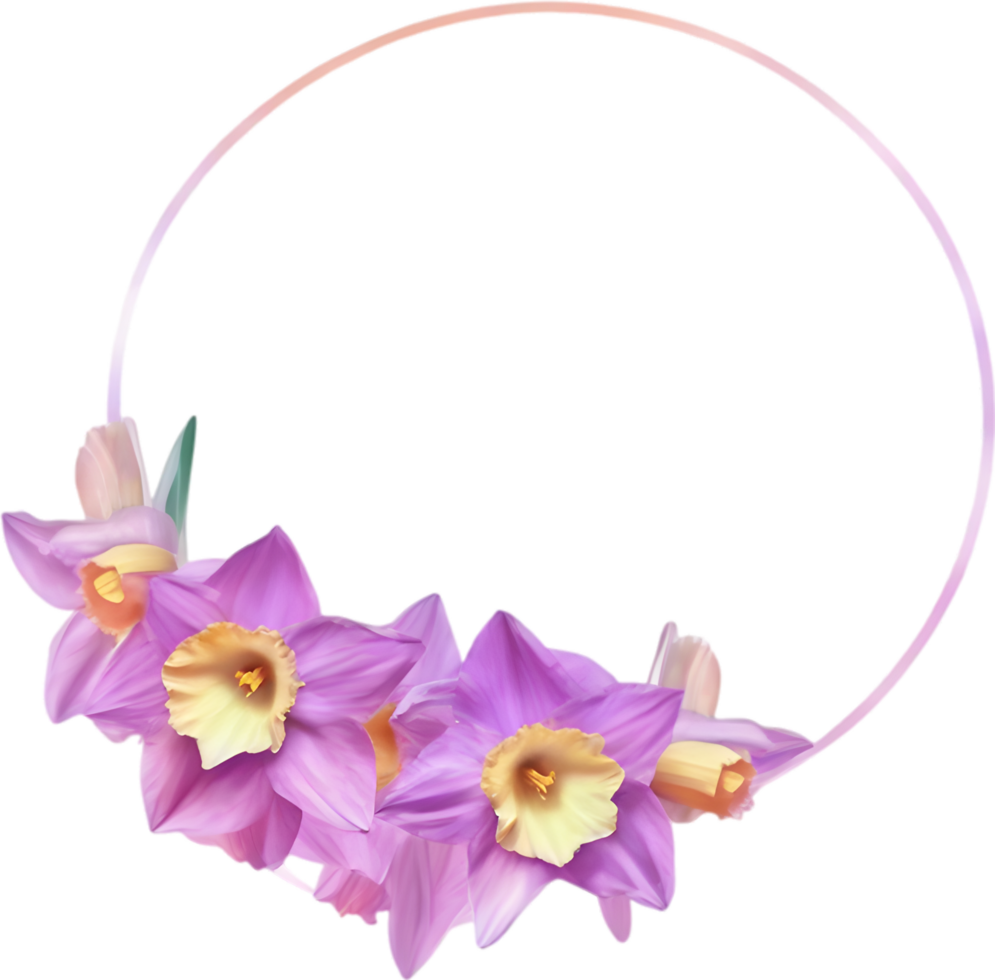 AI generated Watercolor painting of Daffodil Floral frame. png