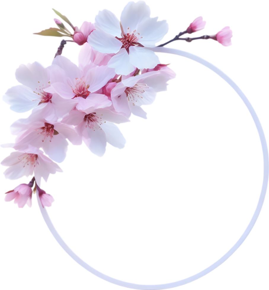 AI generated Watercolor painting of Cherry blossom Floral frame. png