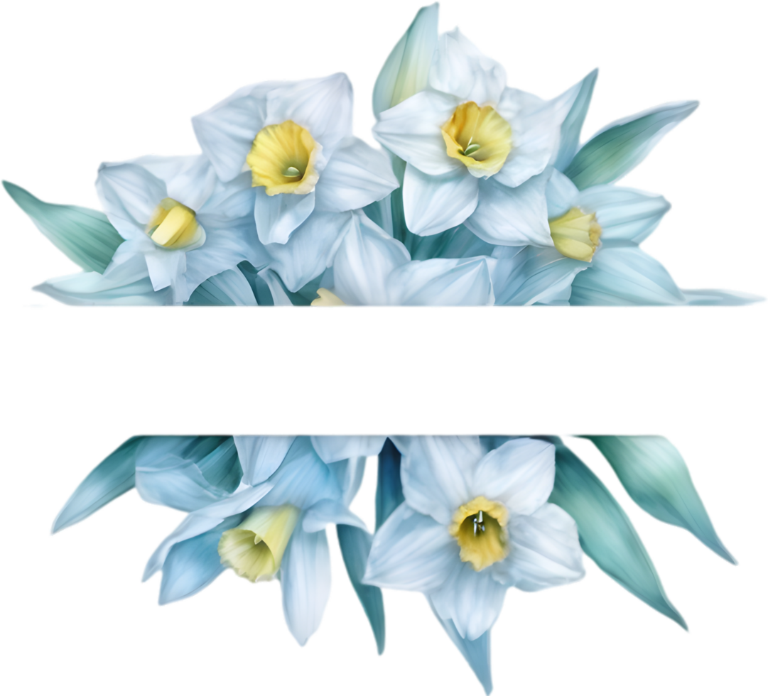 AI generated Watercolor painting of Daffodil Floral frame. png