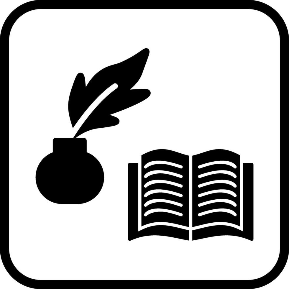 pluma y libro vector icono