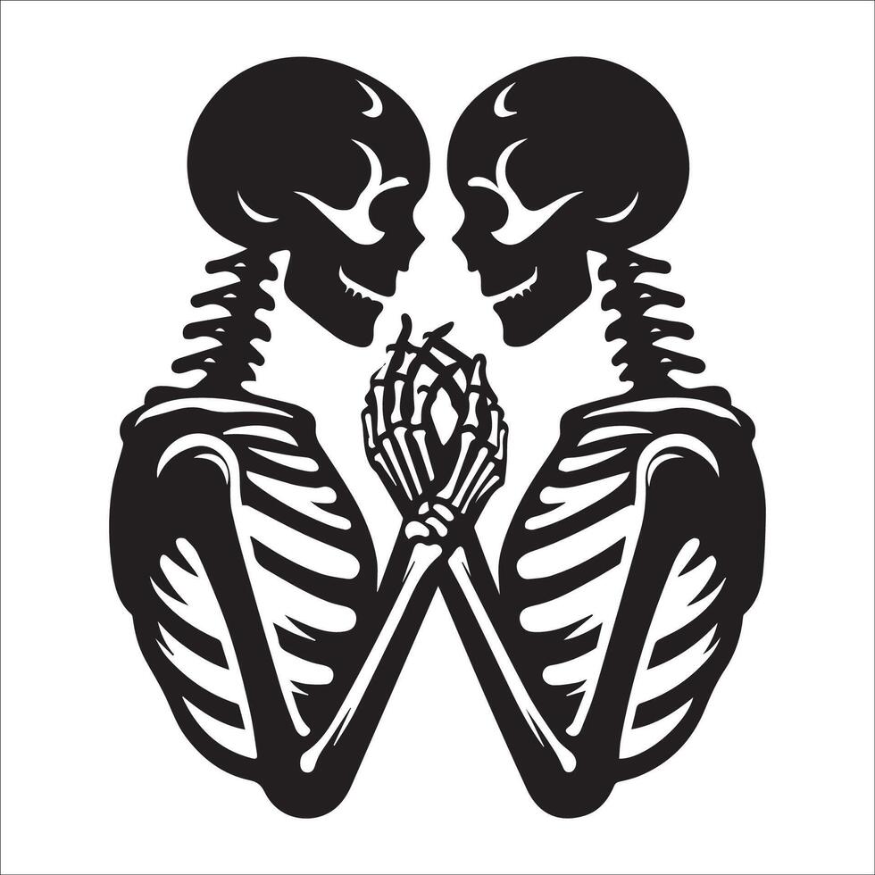 AI generated Skeleton Love in black and white illustration vector