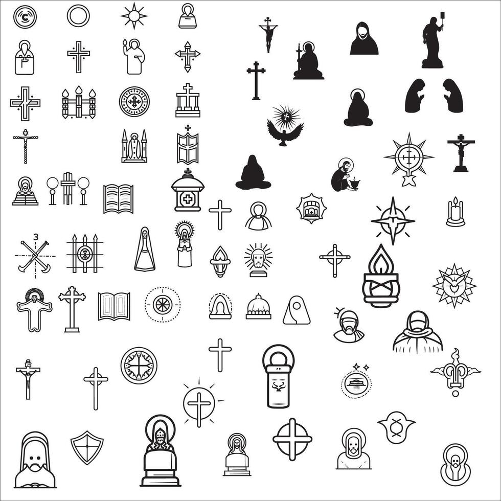 AI generated Mixed religious Elements Clipart vector illustrations