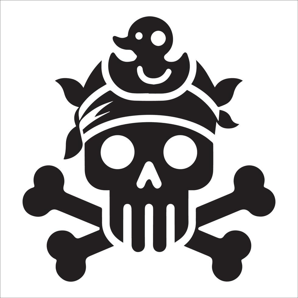 AI generated caution skull in black and white illustration vector