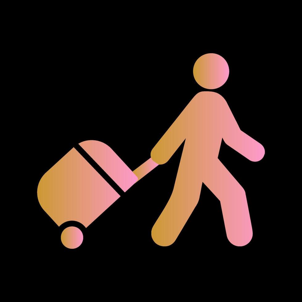caminar con icono de vector de equipaje