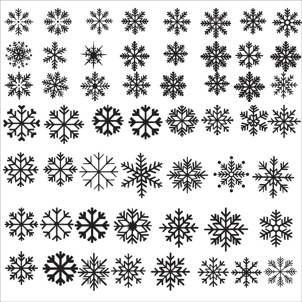 AI generated Crystal Snowflakes Elements illustrations Set vector