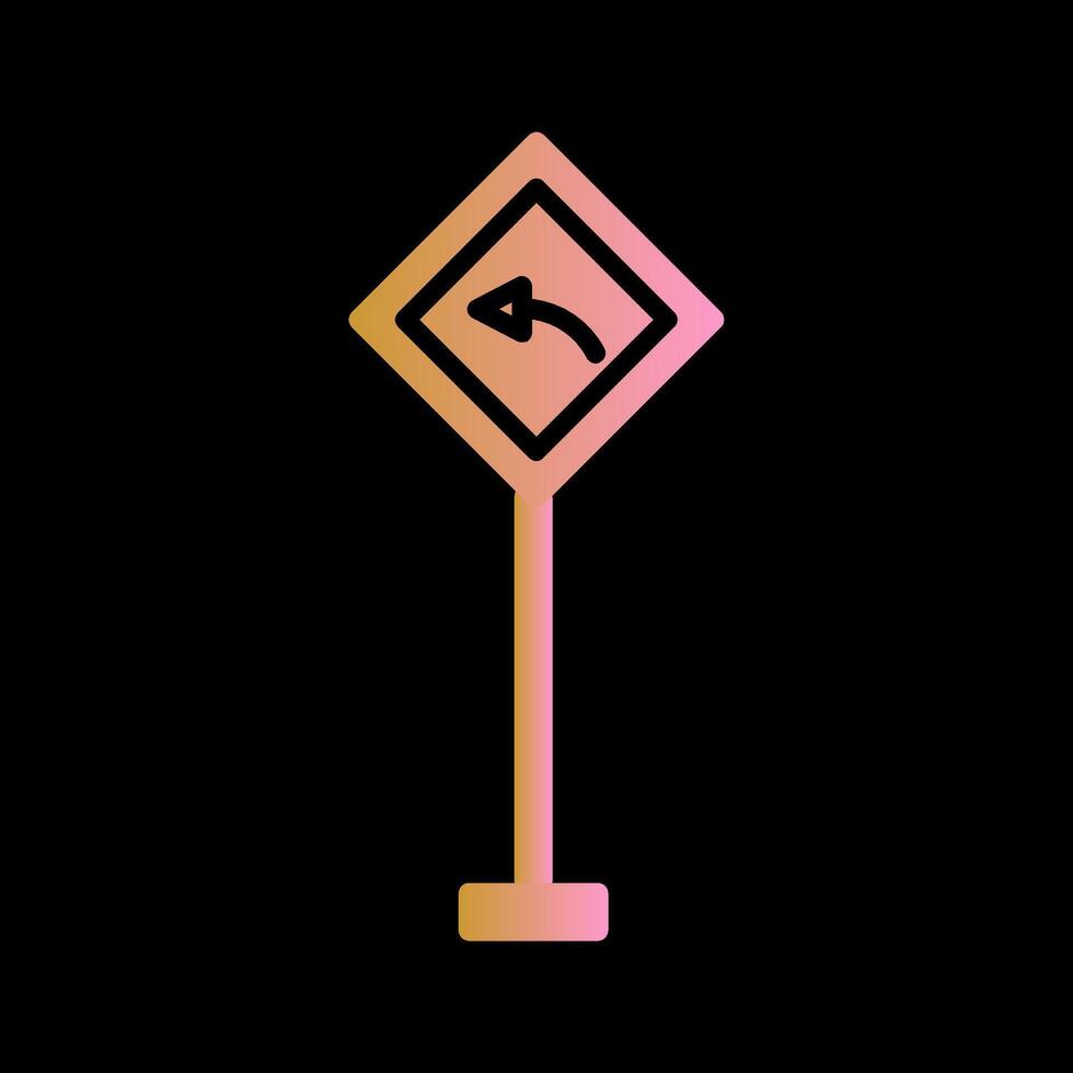 Left Turn Ahead Vector Icon