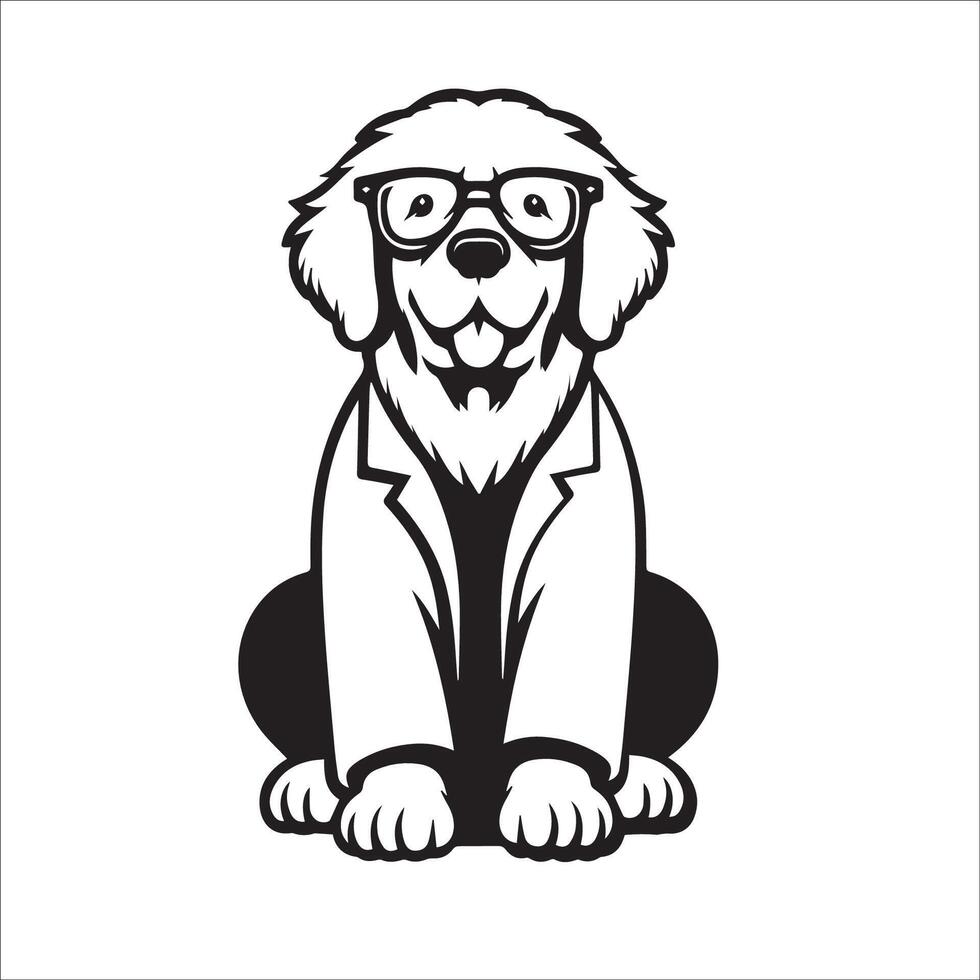 AI generated Newfoundland Dog Doctor black and white illustration vector