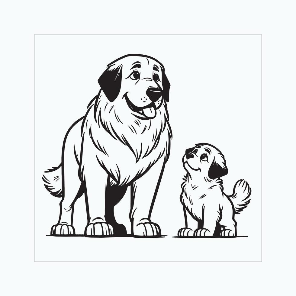 AI generated Anatolian Shepherd Dog Family Clipart illustration Vector