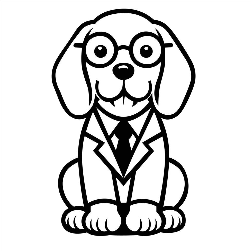 AI generated Beagle Dog Doctor black and white illustration vector