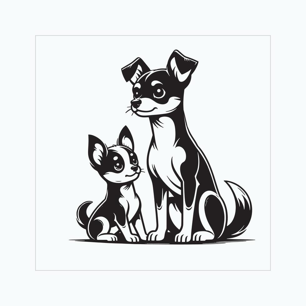 AI generated Toy Fox Terrier Dog Family Clipart illustration Vector