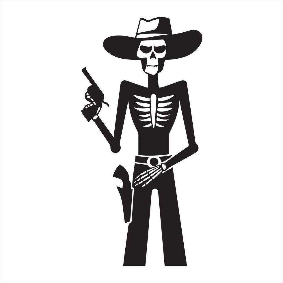 AI generated police skeleton in black and white illustration vector