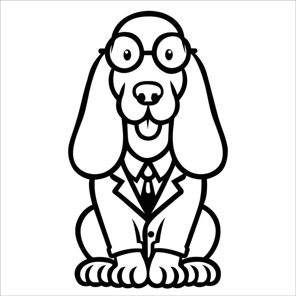 AI generated Basset Hound Dog Doctor black and white illustration vector