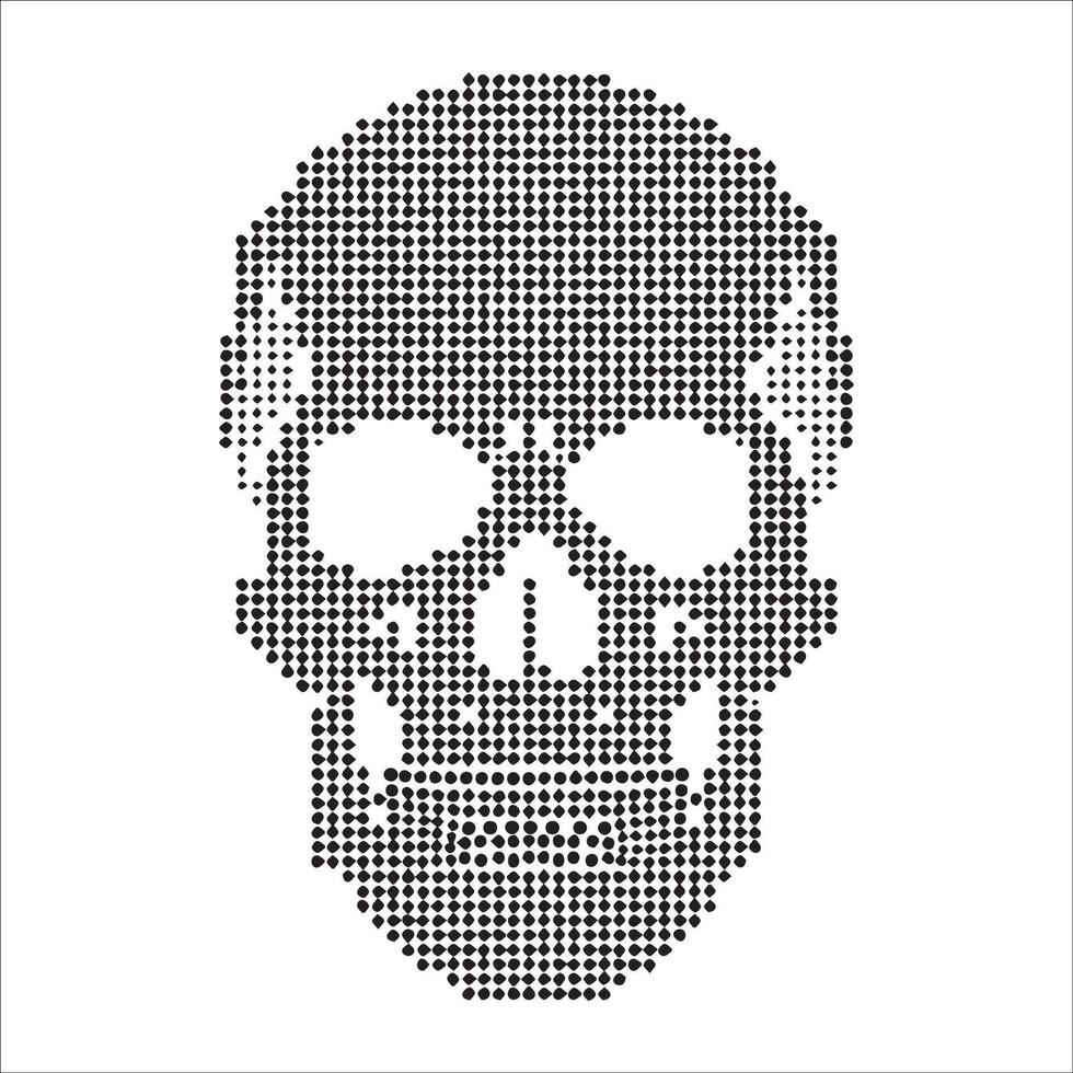 AI generated Halftone dot skull  illustration vector