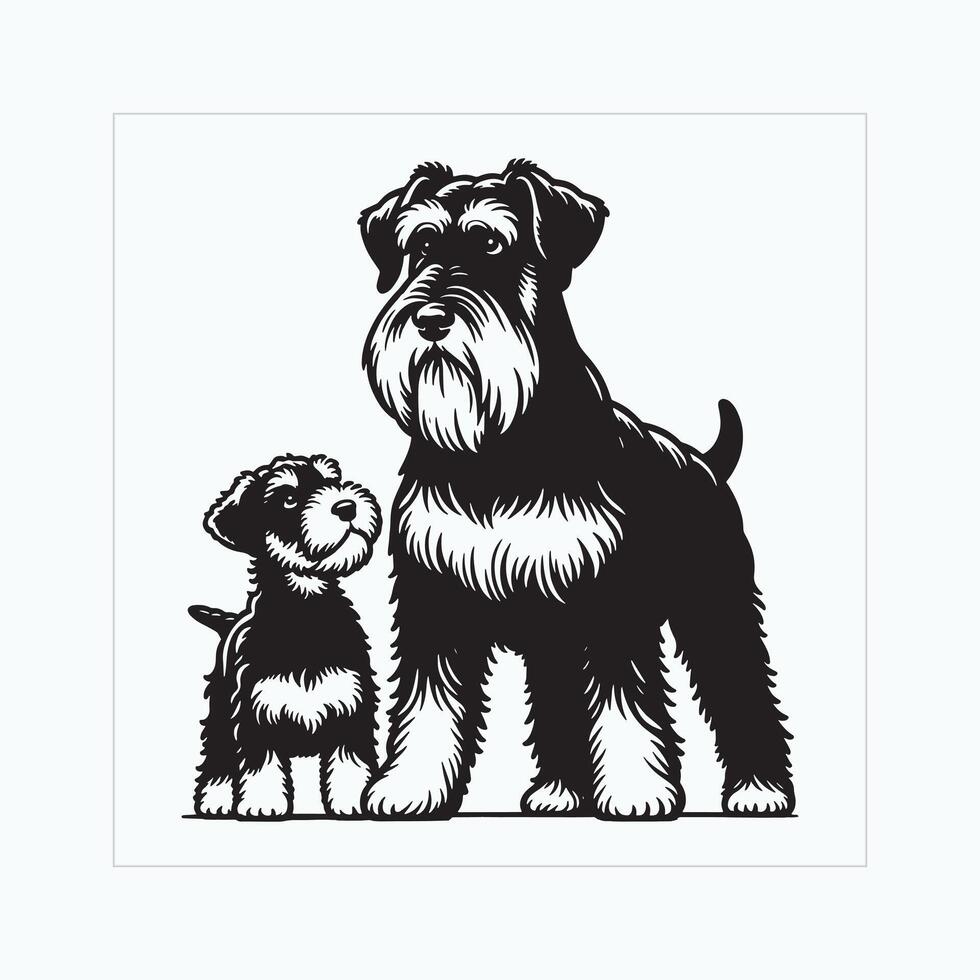 ai generado gigante Schnauzer perro familia clipart ilustración vector