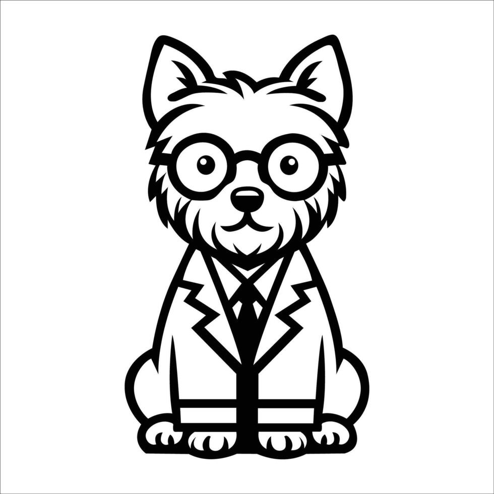 AI generated Cairn Terrier Doctor black and white illustration vector