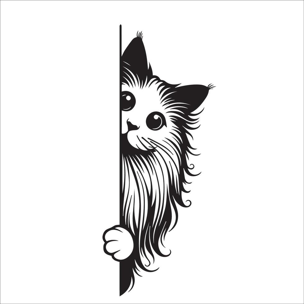 ai generado echar un vistazo turco angora gato ilustración en negro y blanco vector