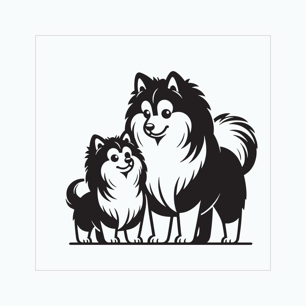 AI generated Finnish Spitz Dog Family Clipart illustration Vector