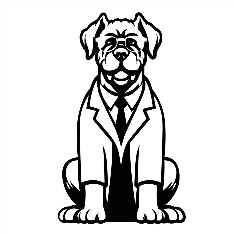 AI generated Cane Corso Doctor black and white illustration vector