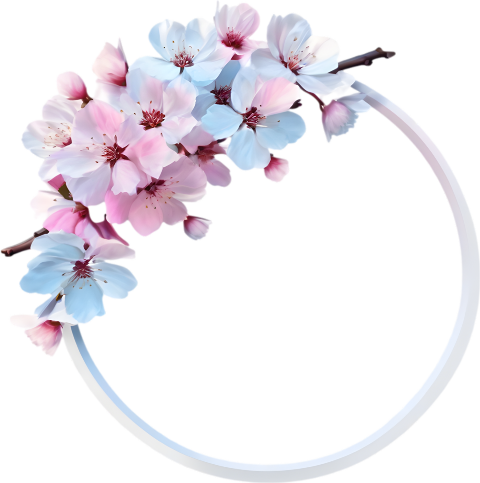 AI generated Watercolor painting of Cherry blossom Floral frame. png