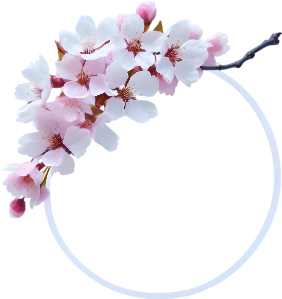 AI generated Watercolor painting of Cherry blossom Floral frame. png