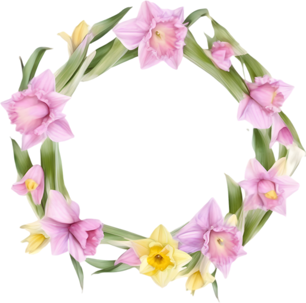 AI generated Watercolor painting of Daffodil Floral frame. png