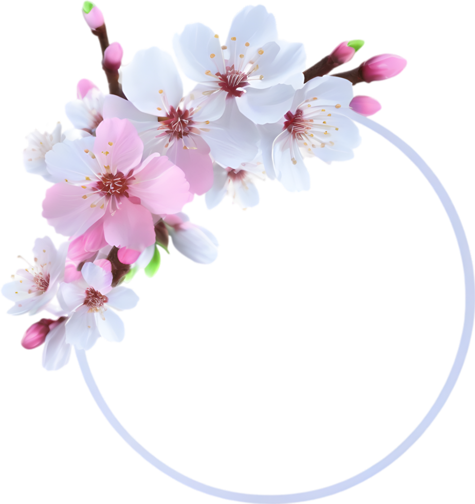 AI generated Watercolor painting of Cherry blossom Floral frame. png