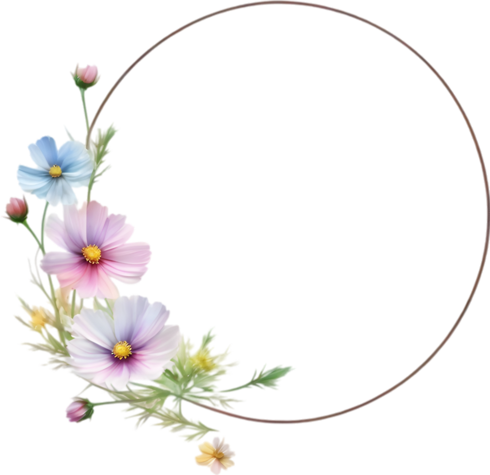 AI generated Watercolor painting of Cosmos Floral frame. png