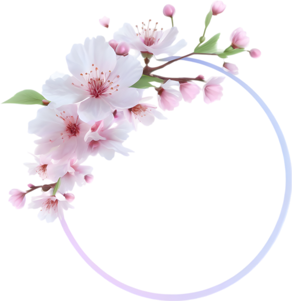 AI generated Watercolor painting of Cherry blossom Floral frame. png