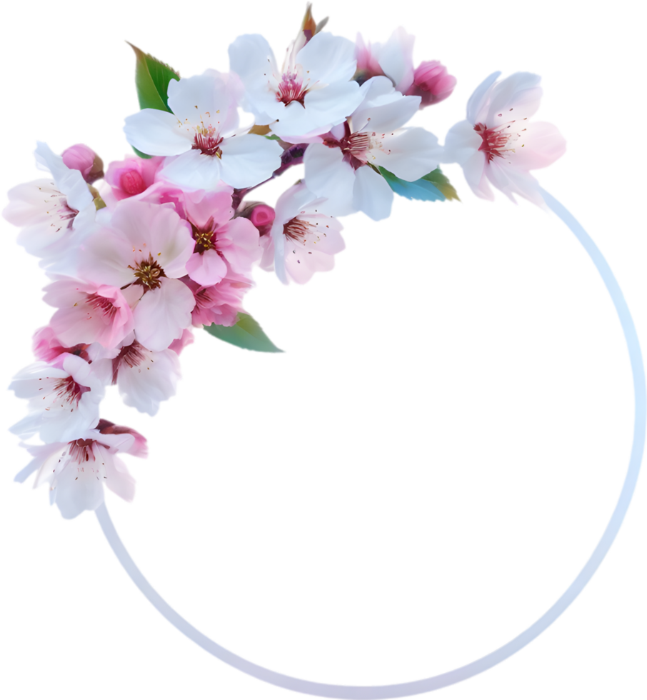 AI generated Watercolor painting of Cherry blossom Floral frame. png