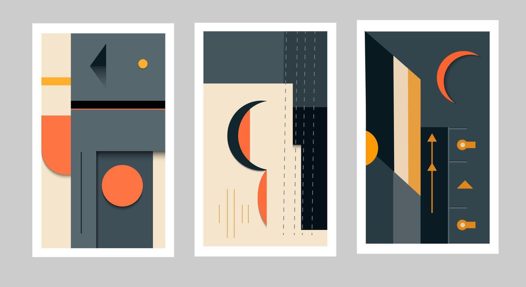 Modern brutalist covers with geometric shapes. vector