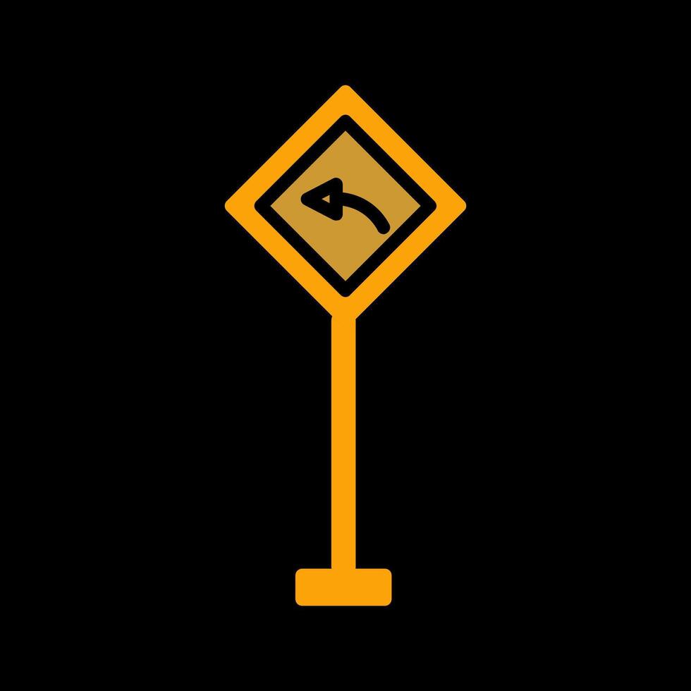 Left Turn Ahead Vector Icon
