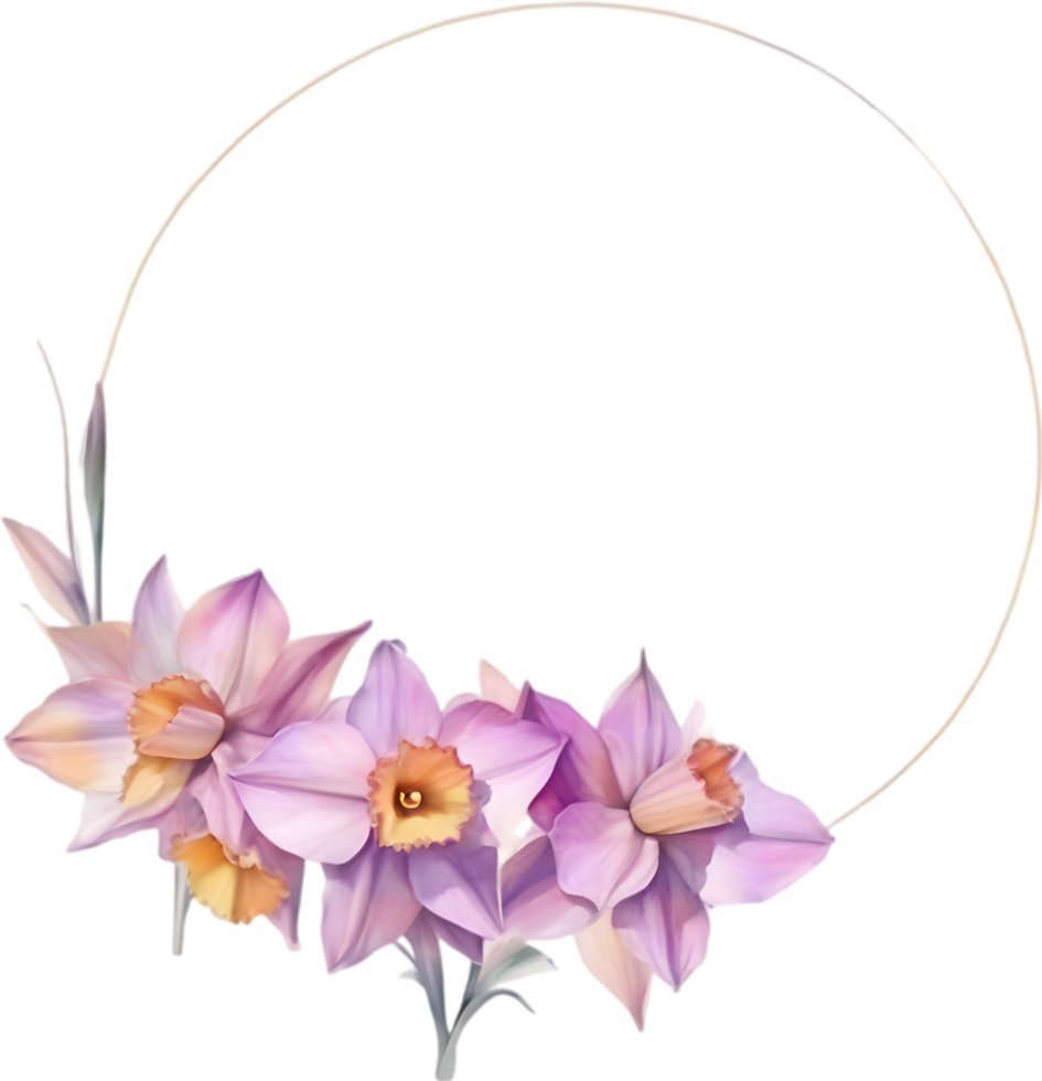 AI generated Watercolor painting of Daffodil Floral frame. png