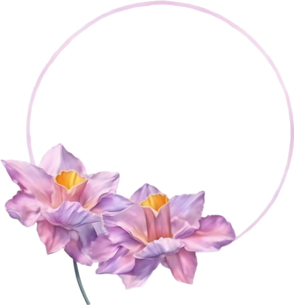 AI generated Watercolor painting of Daffodil Floral frame. png