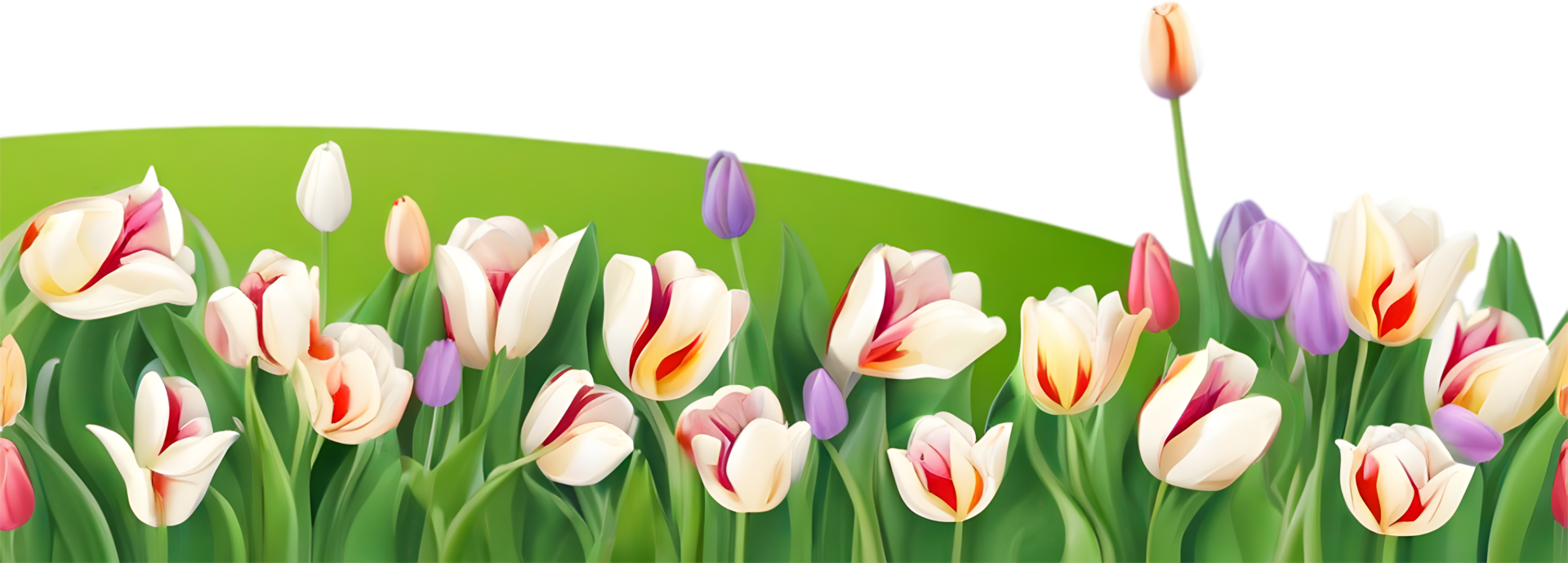 AI generated Wildflower field, Clipart of colorful spring wildflowers field. png