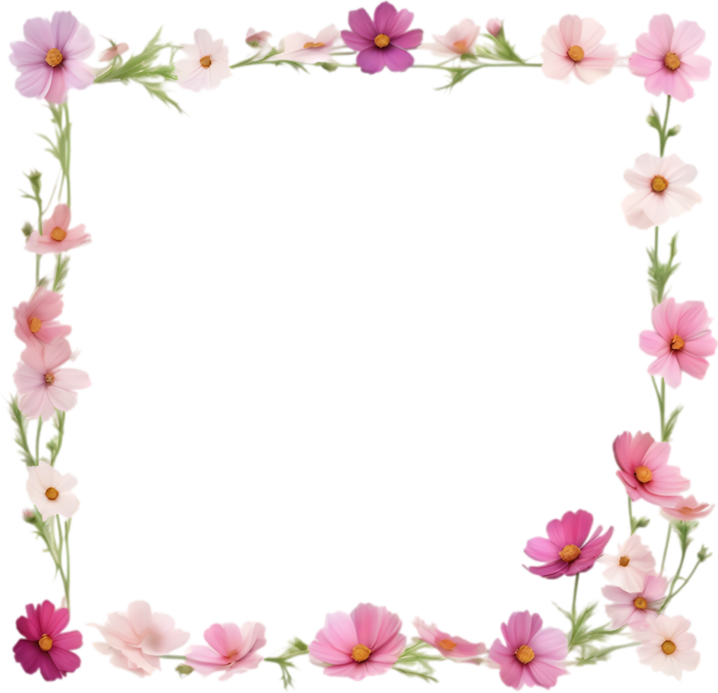 AI generated Watercolor painting of Cosmos Floral frame. png