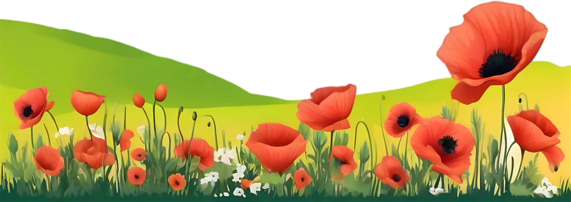 AI generated Wildflower field, Clipart of colorful spring wildflowers field. png