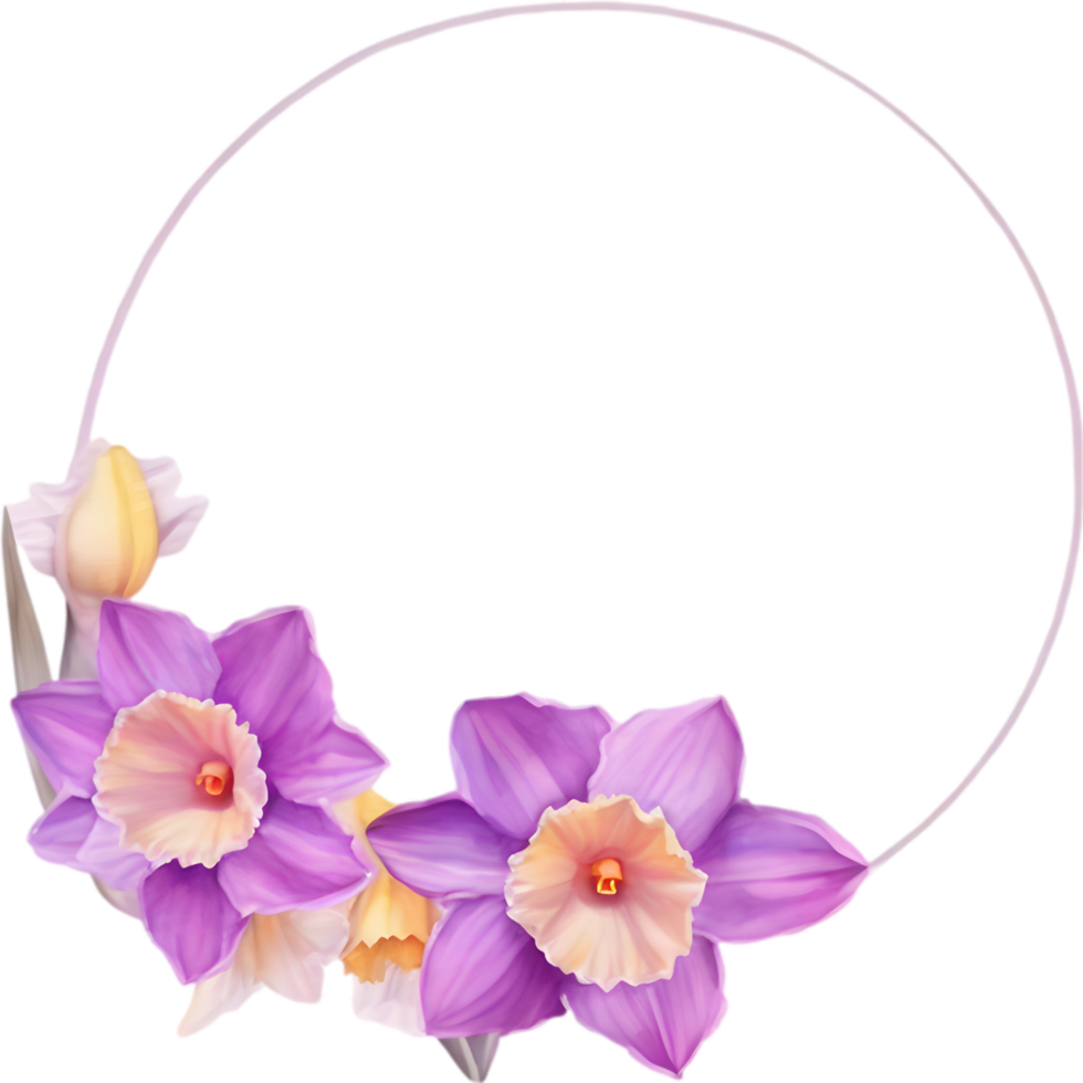 AI generated Watercolor painting of Daffodil Floral frame. png