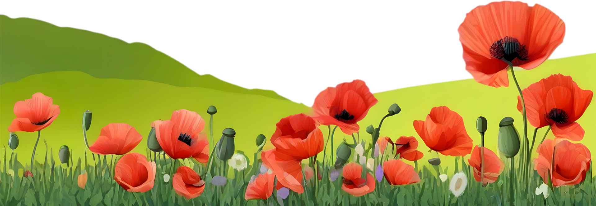 ai generiert Wildblume Feld, Clip Art von bunt Frühling Wildblumen Feld. png