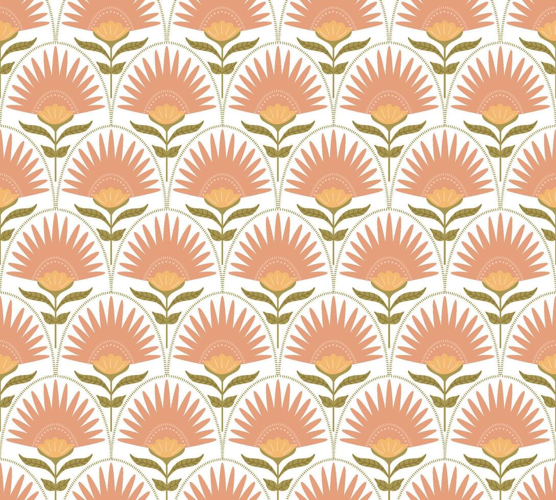 Damask floral hand drawn wallpaper. Pastel simple meadow flower seamless pattern. Vector beige botanical spring design, repeat background, Cute Easter print, rustic textile, wrap paper, scrap, fabric.