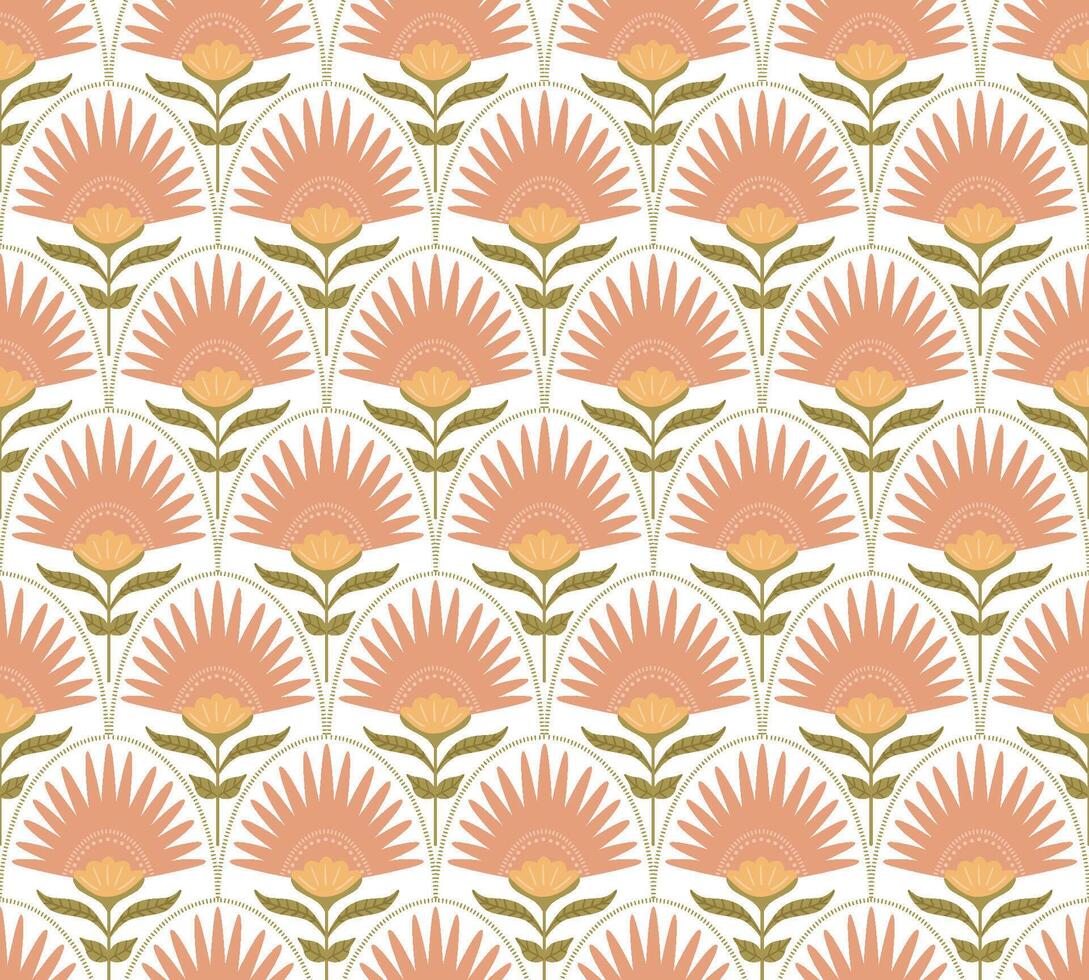 damasco floral mano dibujado fondo de pantalla. pastel sencillo prado flor sin costura modelo. vector beige botánico primavera diseño, repetir fondo, linda Pascua de Resurrección imprimir, rústico textil, envolver papel, chatarra, tela.