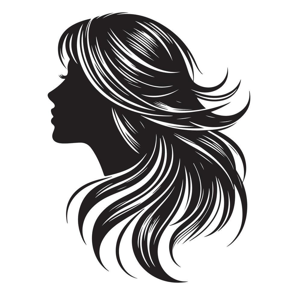 Woman with hair vector, silhouette of a girl, silhouette of a girl vector