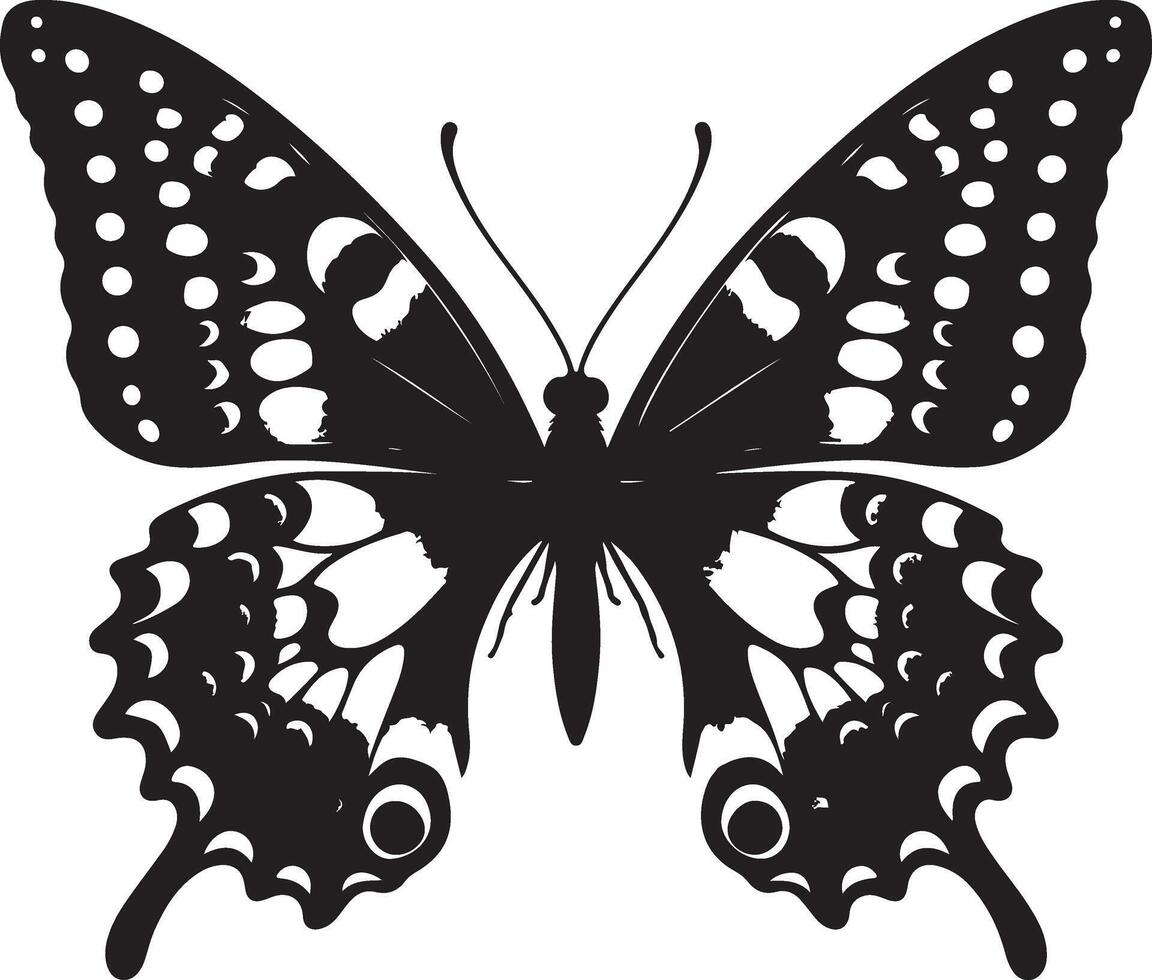 mariposas y flores, modelo con mariposas, conjunto de mariposas, volador mariposas silueta negro conjunto aislado en blanco antecedentes vector