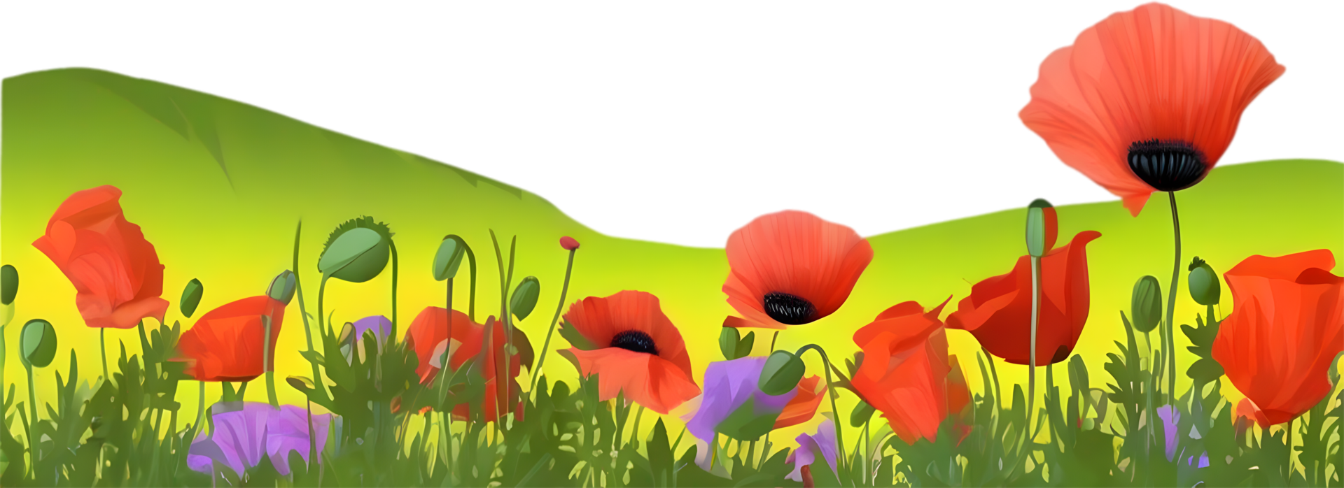 AI generated Wildflower field, Clipart of colorful spring wildflowers field. png