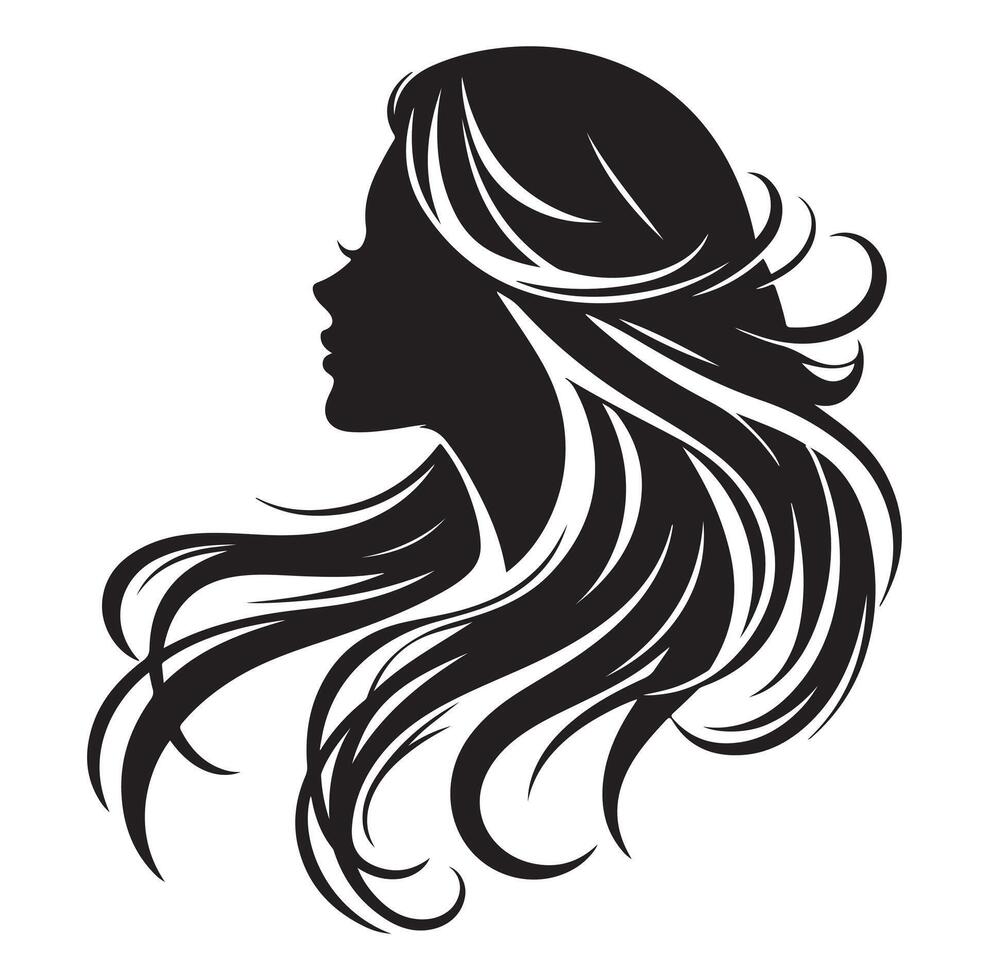 Woman with hair vector, silhouette of a girl, silhouette of a girl vector