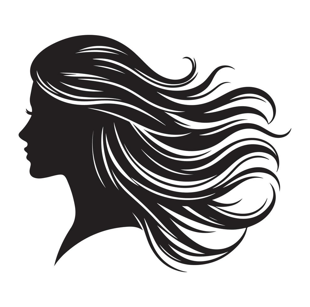 Woman with hair vector, silhouette of a girl, silhouette of a girl vector