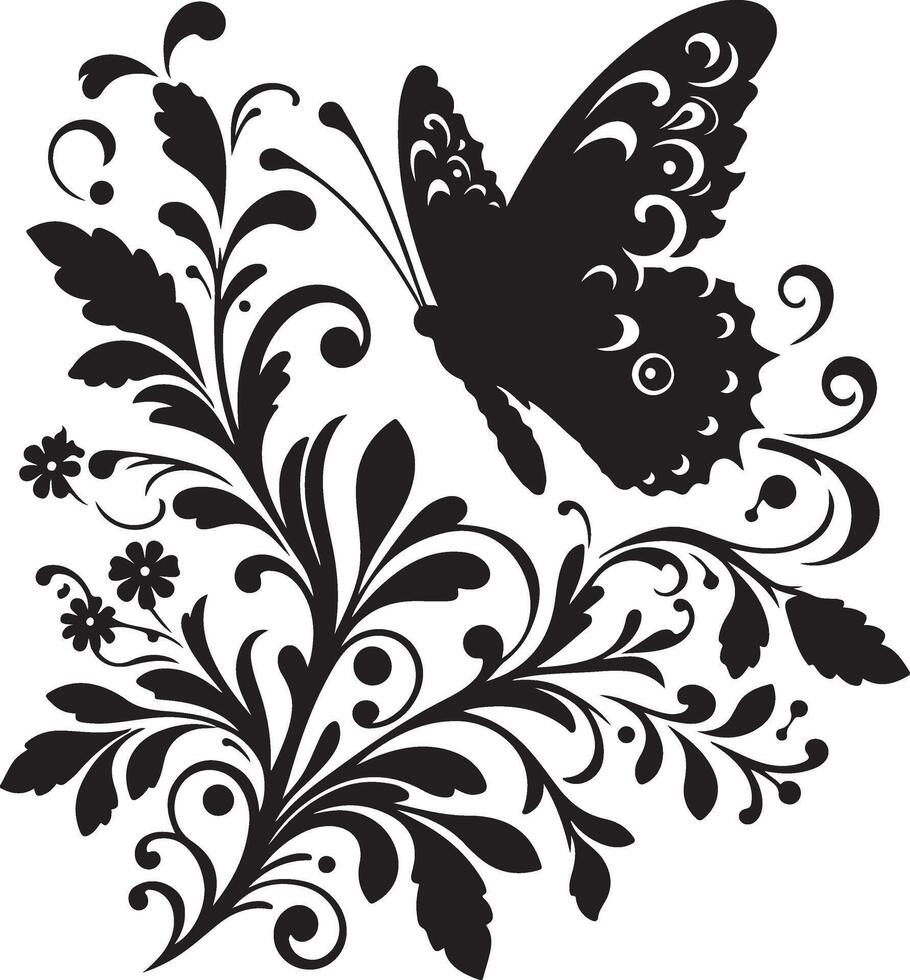 Butterflies and flowers, pattern with butterflies, set of butterflies, Flying butterflies silhouette black set isolated on white background vector